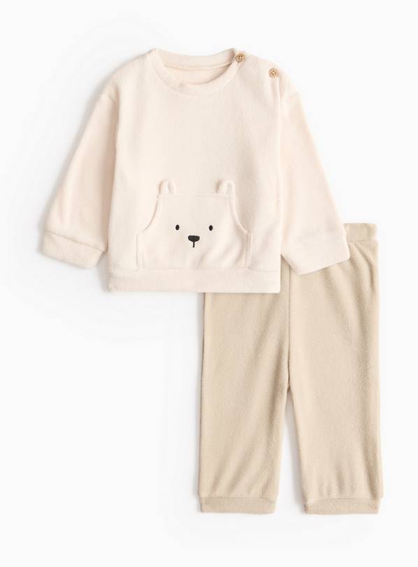 Unisex Cream Bear Detail Top & Leggings Set Up to 3 mths