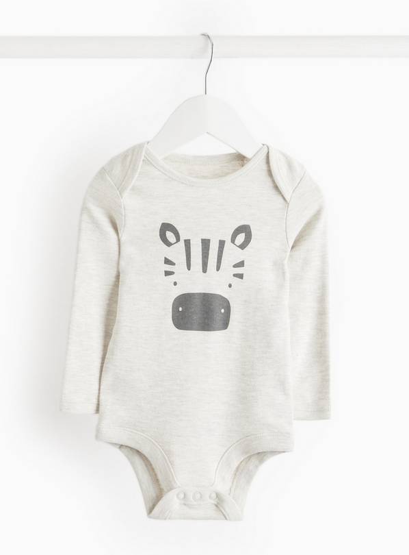 Grey Zebra Long Sleeve Bodysuit 9-12 months