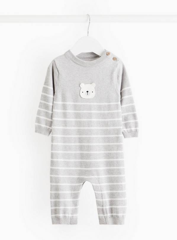 Grey Stripe Bear Knitted Romper 18-24 months