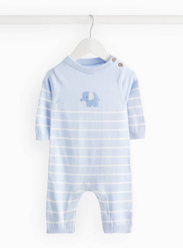 Blue Stripe Elephant Knitted Romper 18-24 months