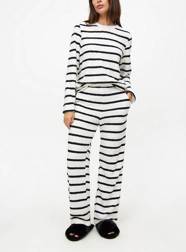 Monochrome Stripe Soft Yarn Co-ord Pyjama Bottoms L