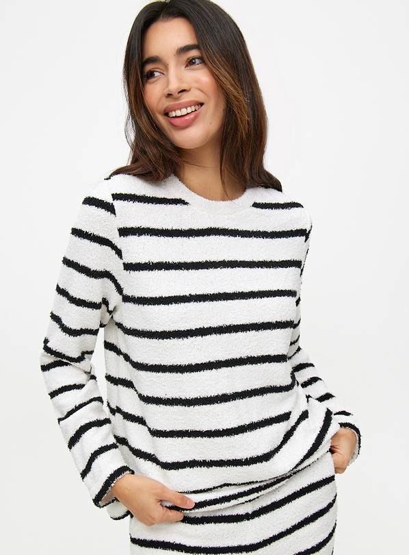 Monochrome Stripe Soft Yarn Co-ord Pyjama Top S