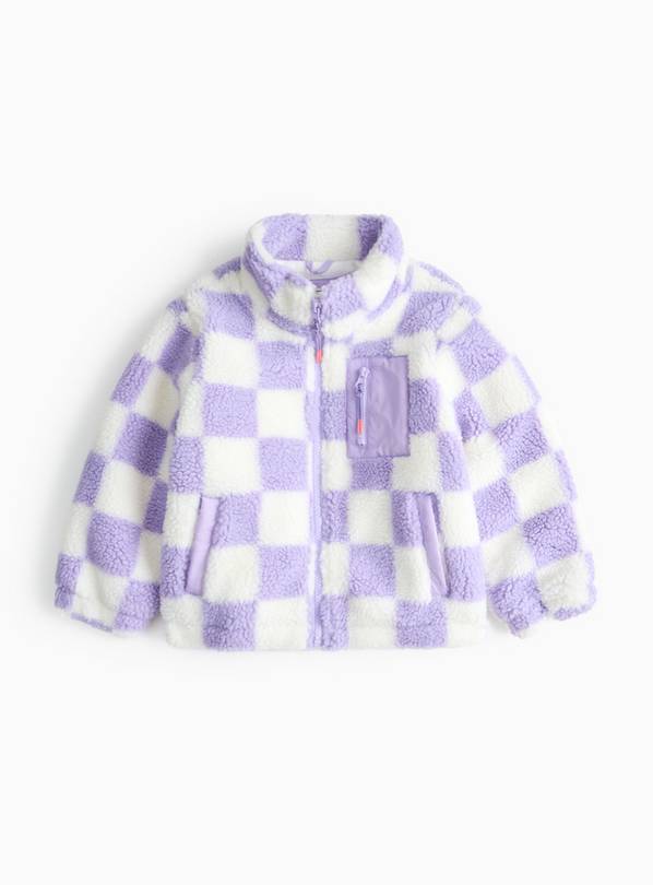 Lilac Checkerboard Borg Fleece Jacket 13-14 years