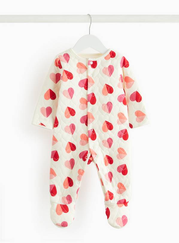 Pink Valentine Heart Print 2.5 Tog Sleepsuit 3-6 months