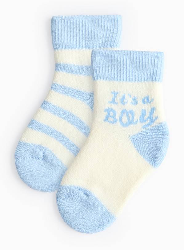 It's a Boy Slogan Blue Socks 2 Pack 1-6 months