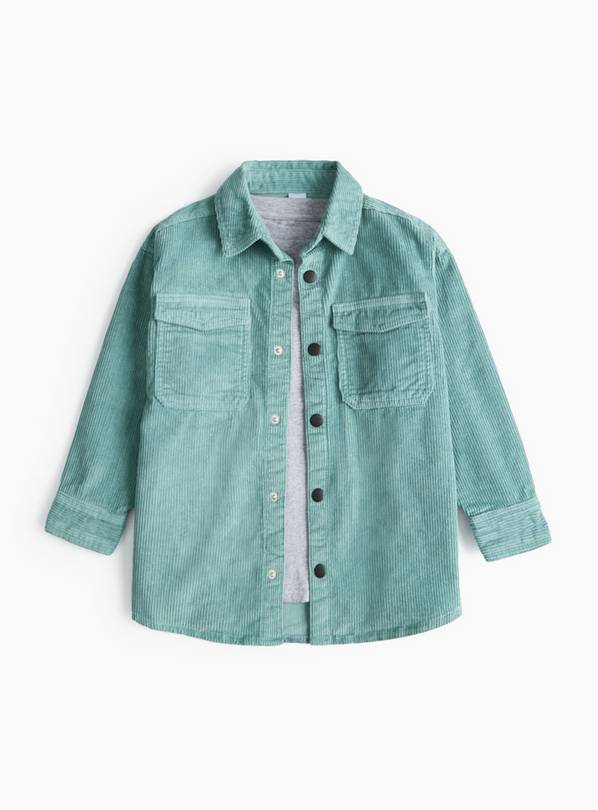 Grey T-Shirt & Green Corduroy Shirt Set 5 years