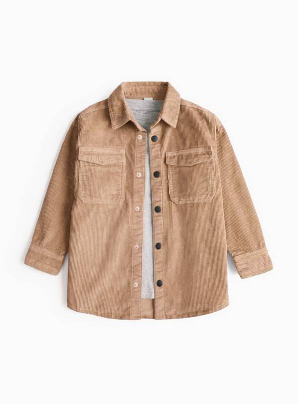 White T-Shirt & tan Corduroy Shirt Set 11 years