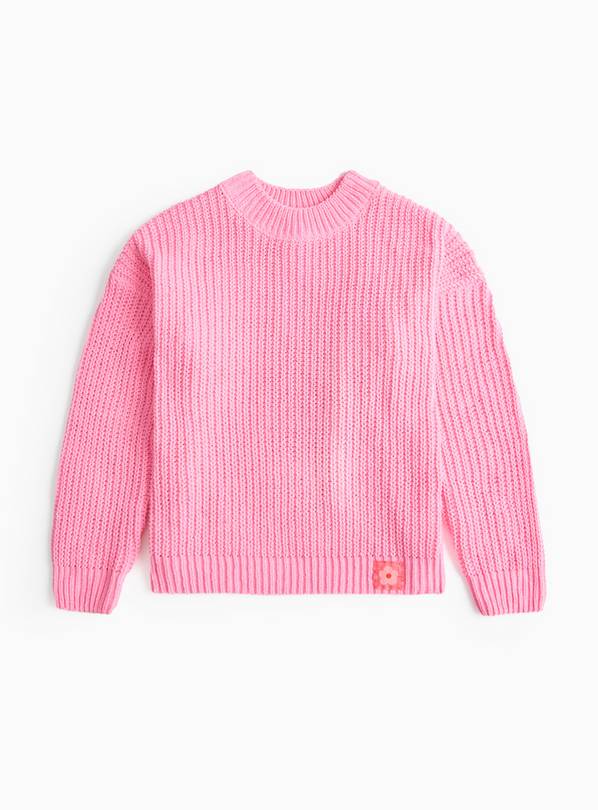 Pink Crew Neck Knitted Jumper 13 years