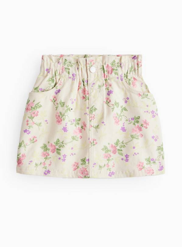 Cream Floral Denim Skirt 7 years