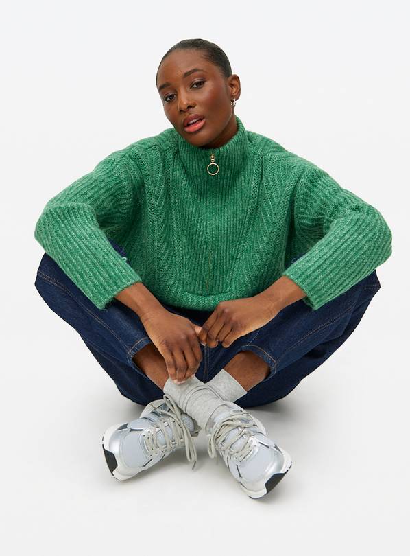Green Funnel Neck Knitted Jumper 12
