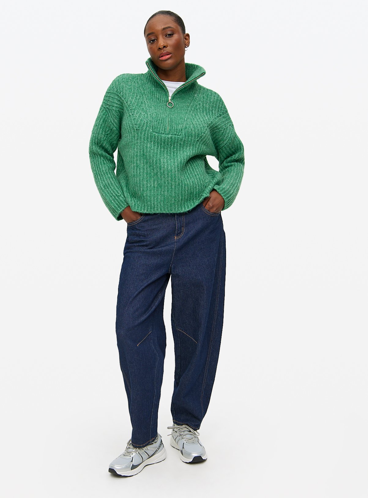 Green Funnel Neck Knitted Jumper 16 - Image 3 thumbnail