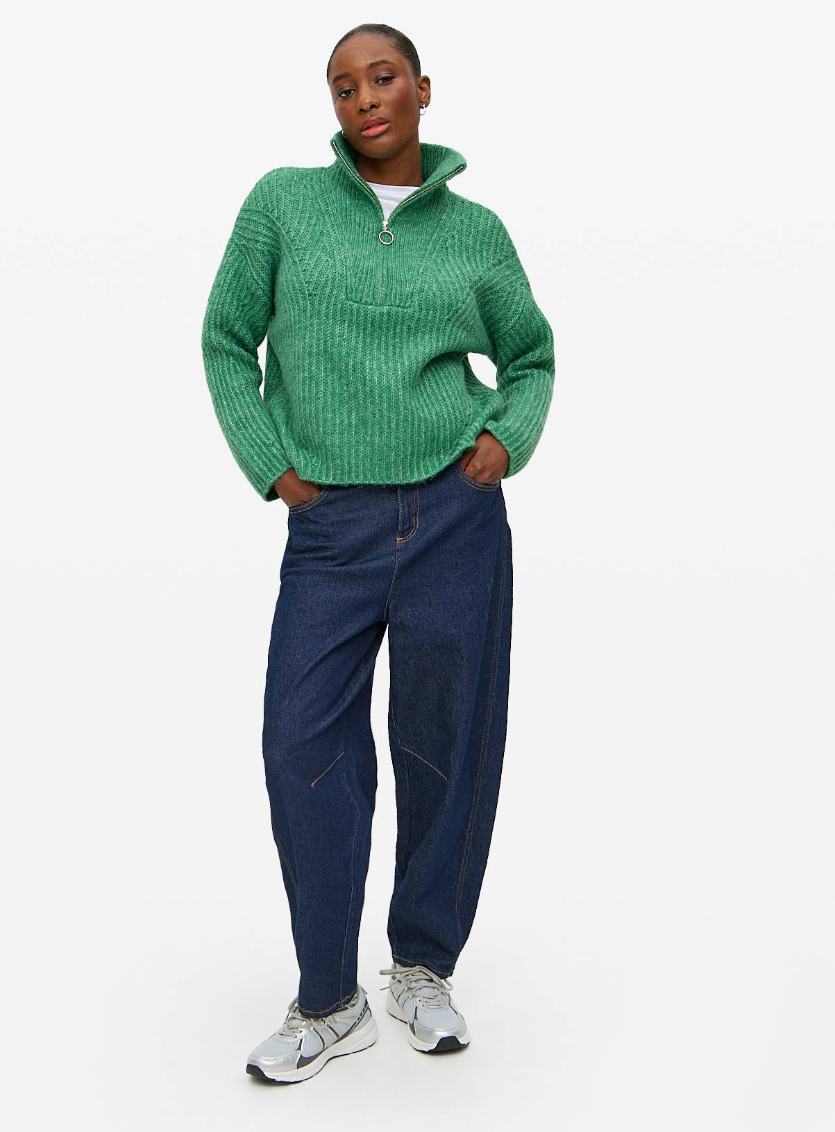 Green Funnel Neck Knitted Jumper 16 - Image 3