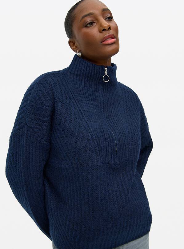 Navy Funnel Neck Knitted Jumper 10