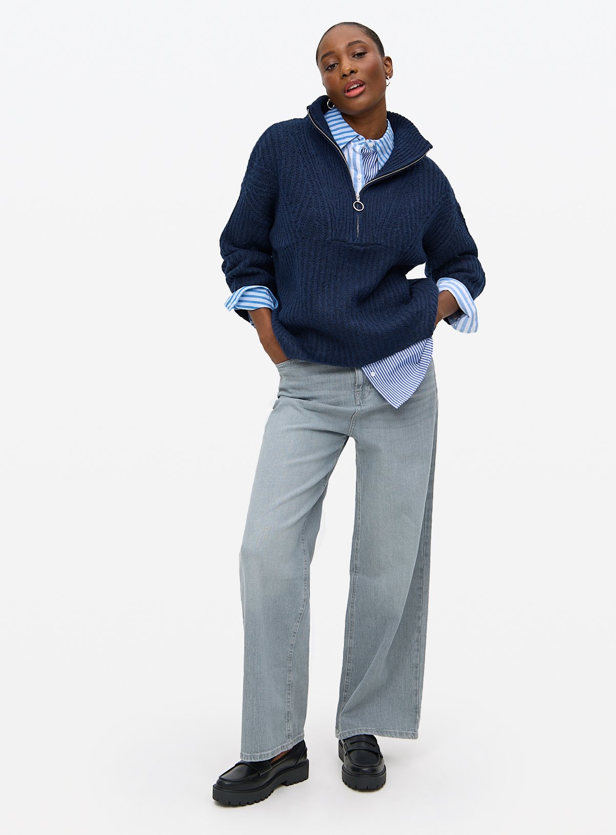 Navy Funnel Neck Knitted Jumper 18 - Image 2 thumbnail