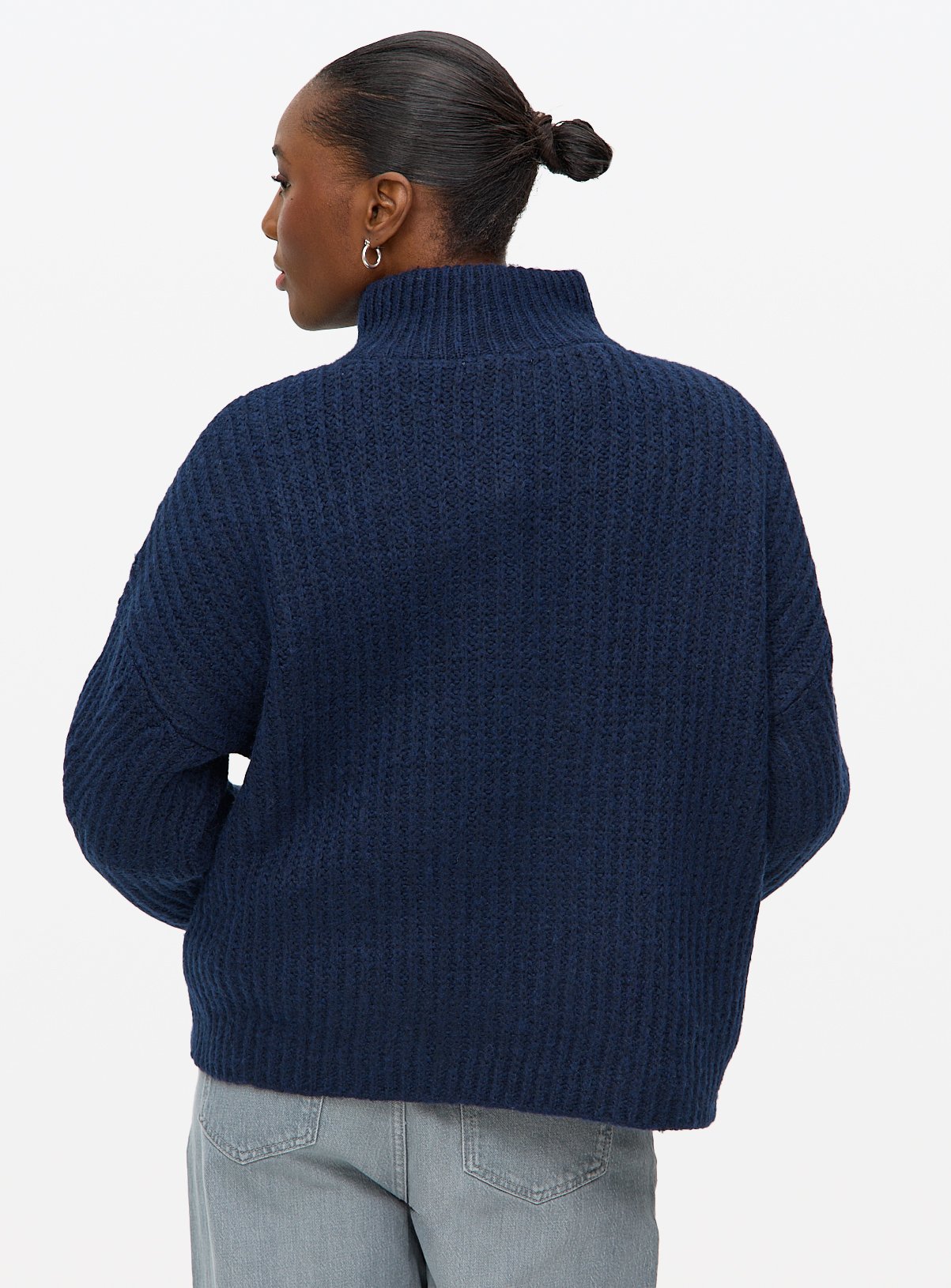 Navy Funnel Neck Knitted Jumper 18 - Image 4 thumbnail