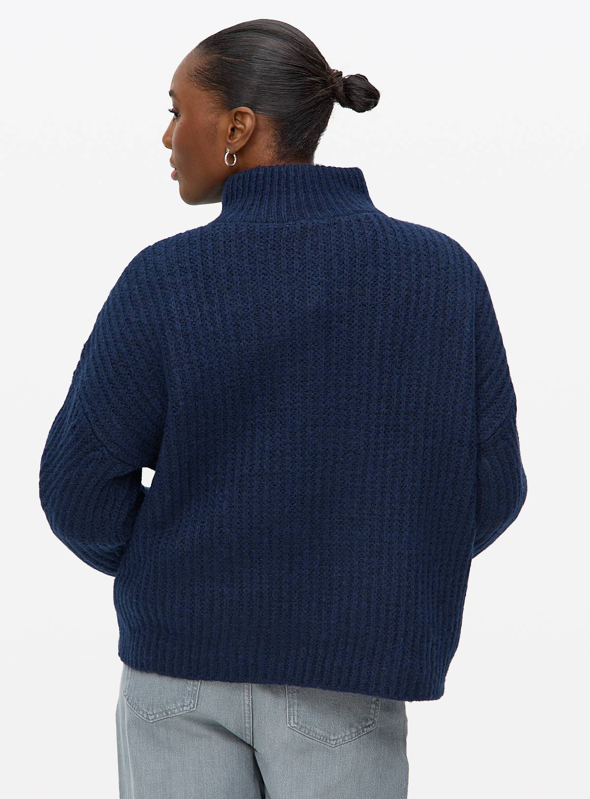 Navy Funnel Neck Knitted Jumper 18 - Image 4