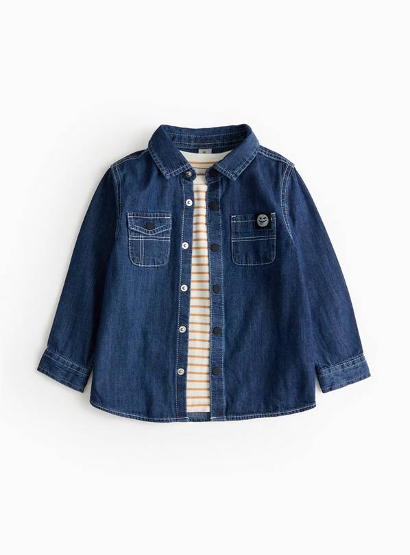 Denim Shirt & Stripe T-Shirt Set 1-2 years