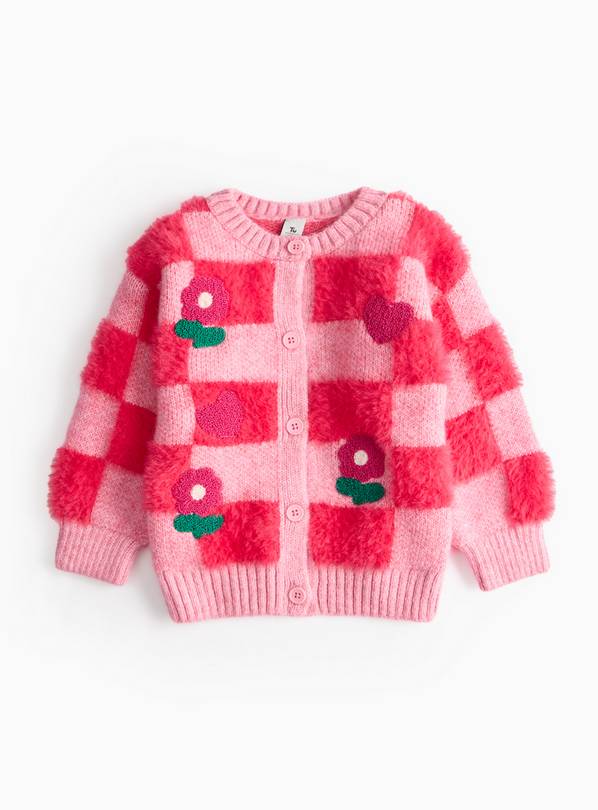 Pink Checkerboard Cardigan 2-3 years