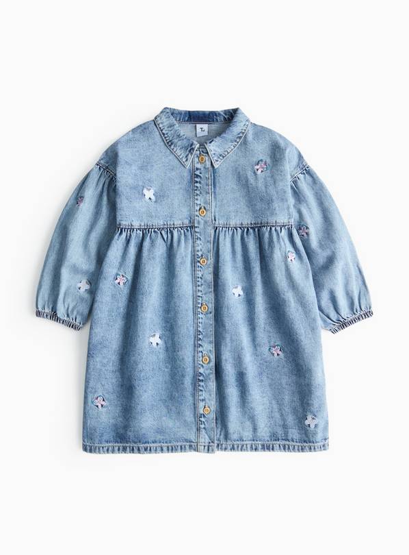 Butterfly Embroidered Denim Shirt Dress 5-6 years