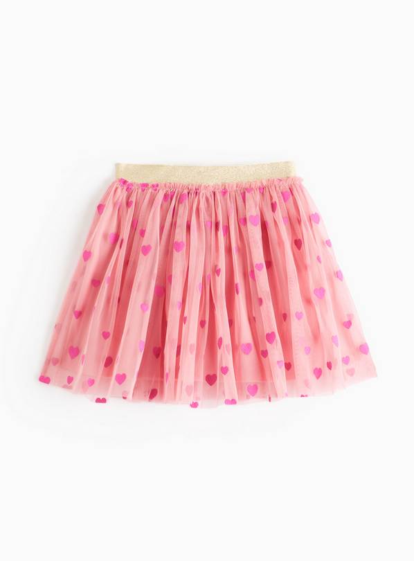 Pink Heart Print Tutu Skirt 2-3 years