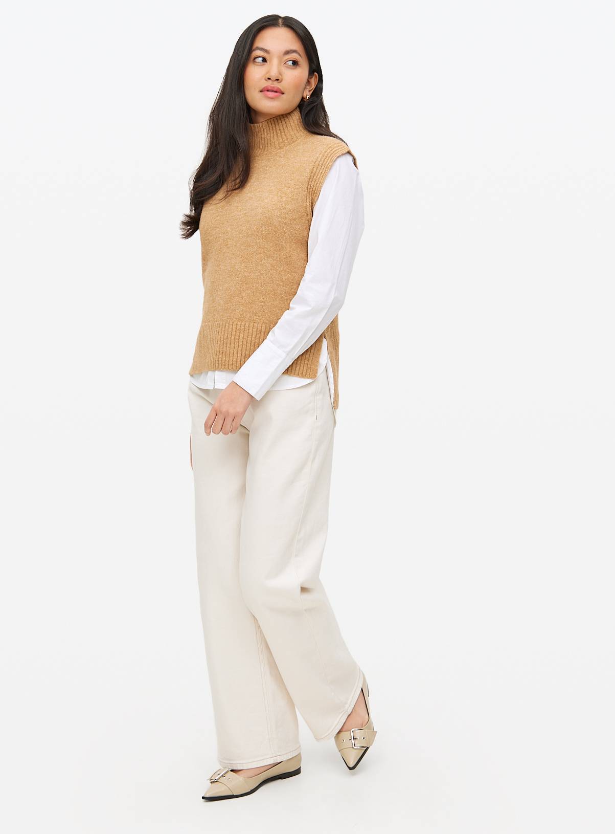 Camel High Neck Knitted Vest 8 - Image 2