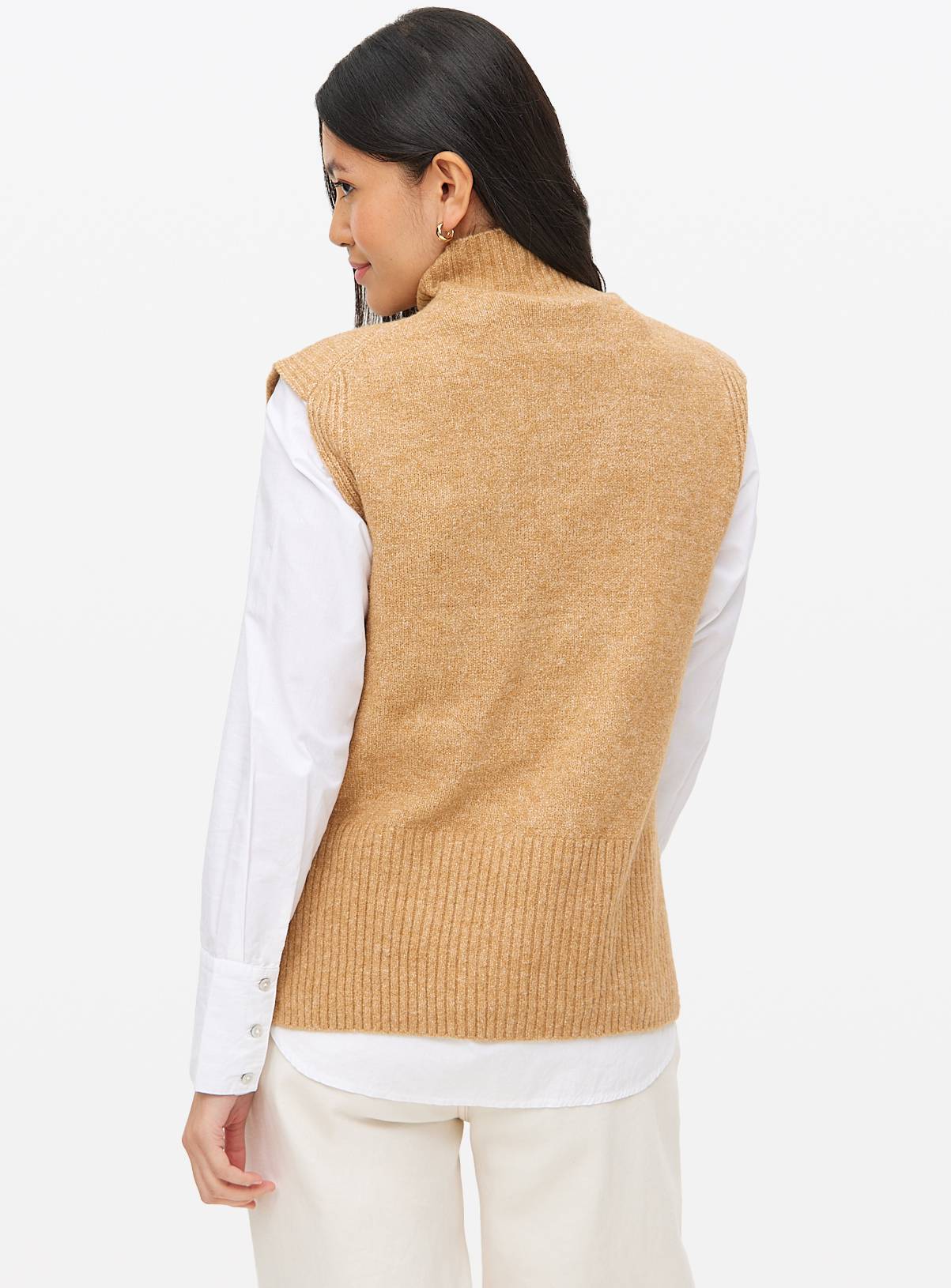 Camel High Neck Knitted Vest 8 - Image 4