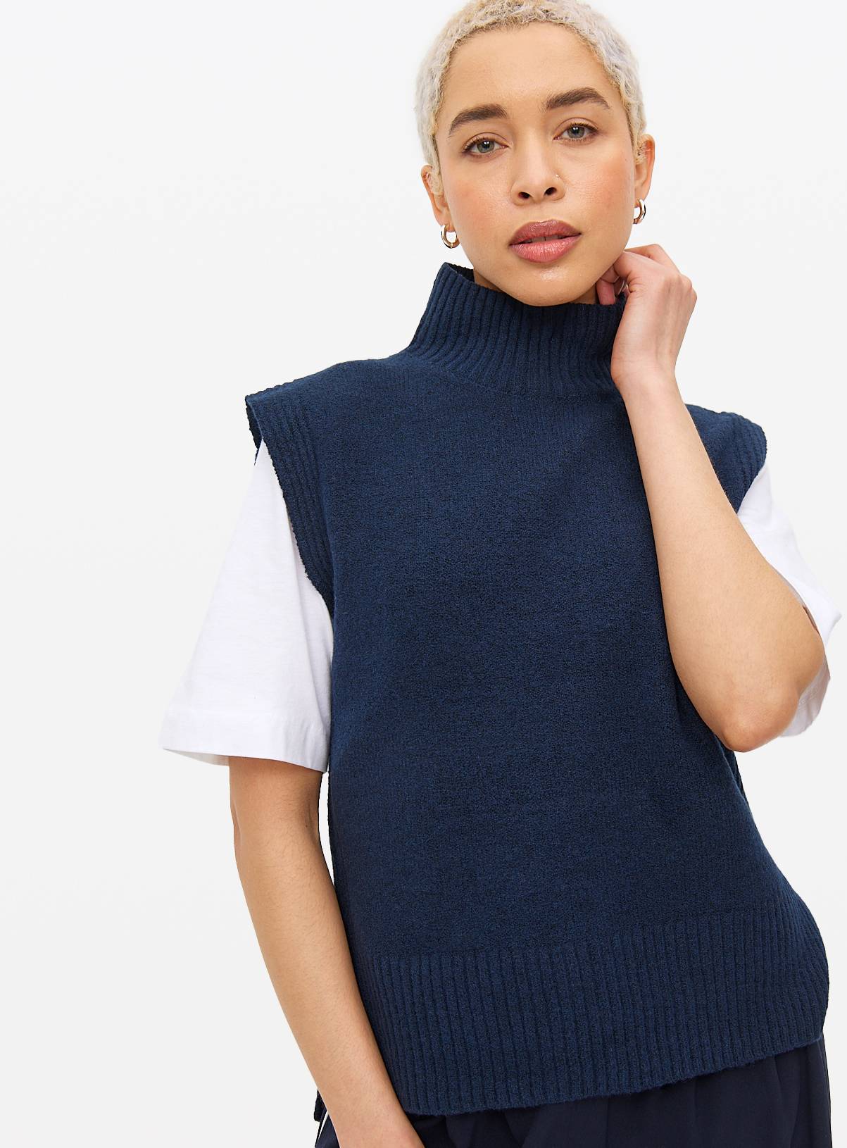 Navy High Neck Knitted Vest 20 - Image 1