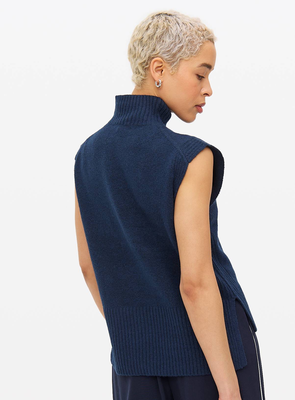 Navy High Neck Knitted Vest 20 - Image 4