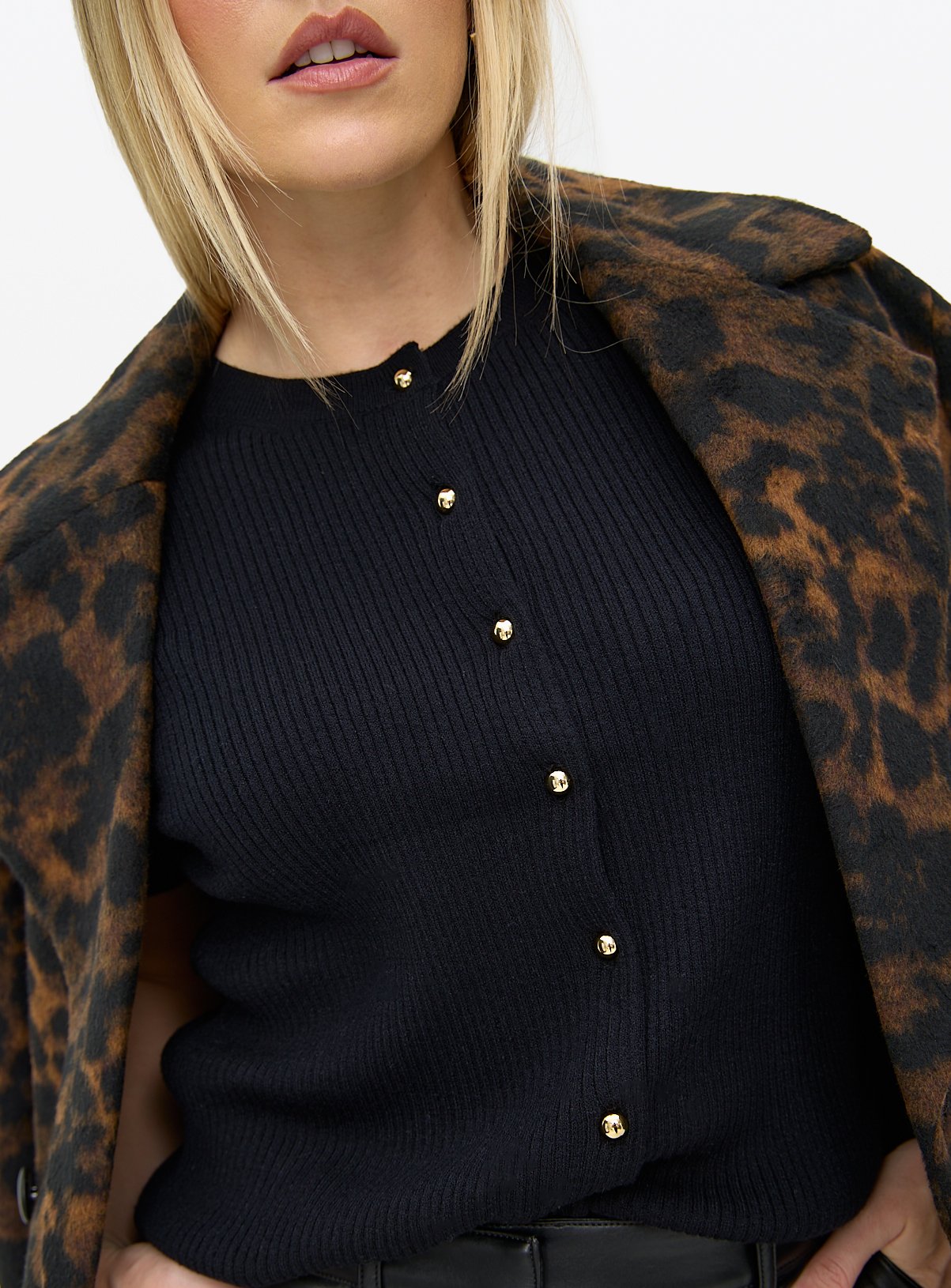 Black Ribbed Short Sleeve Cardigan 20 - Image 3 thumbnail