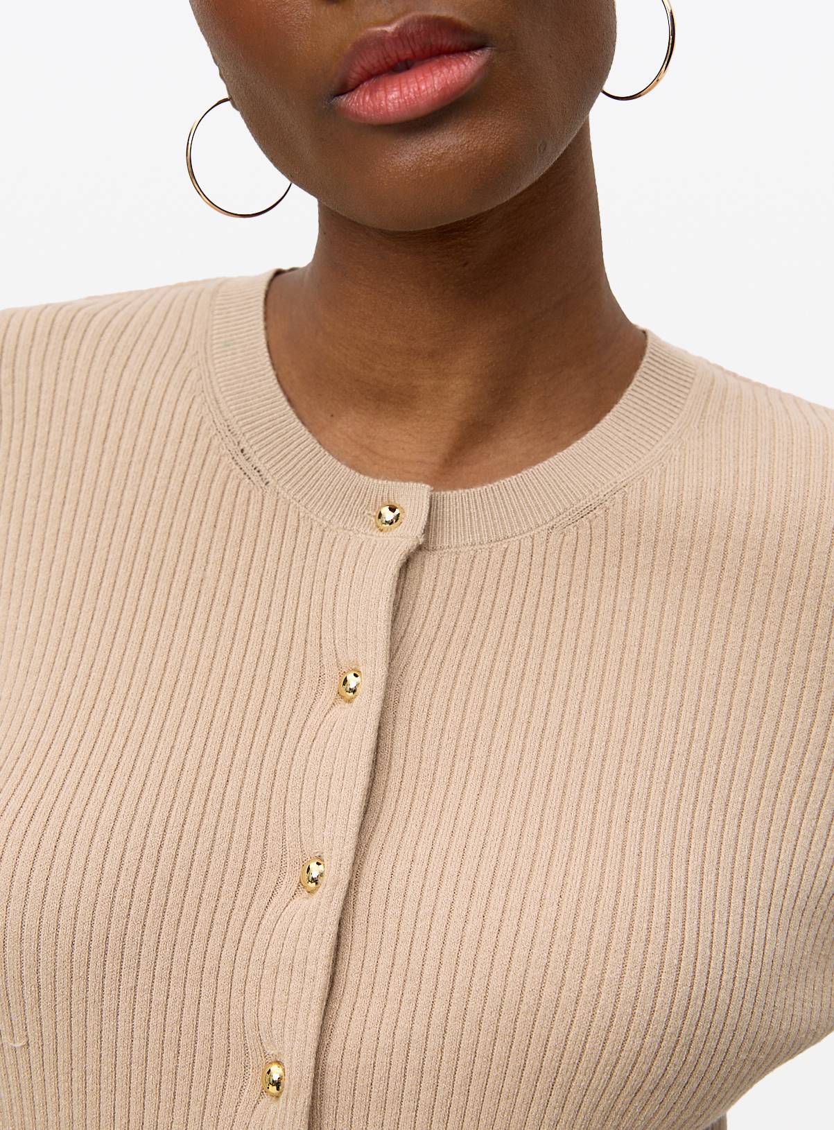 Camel Ribbed Short Sleeve Cardigan 14 - Image 3