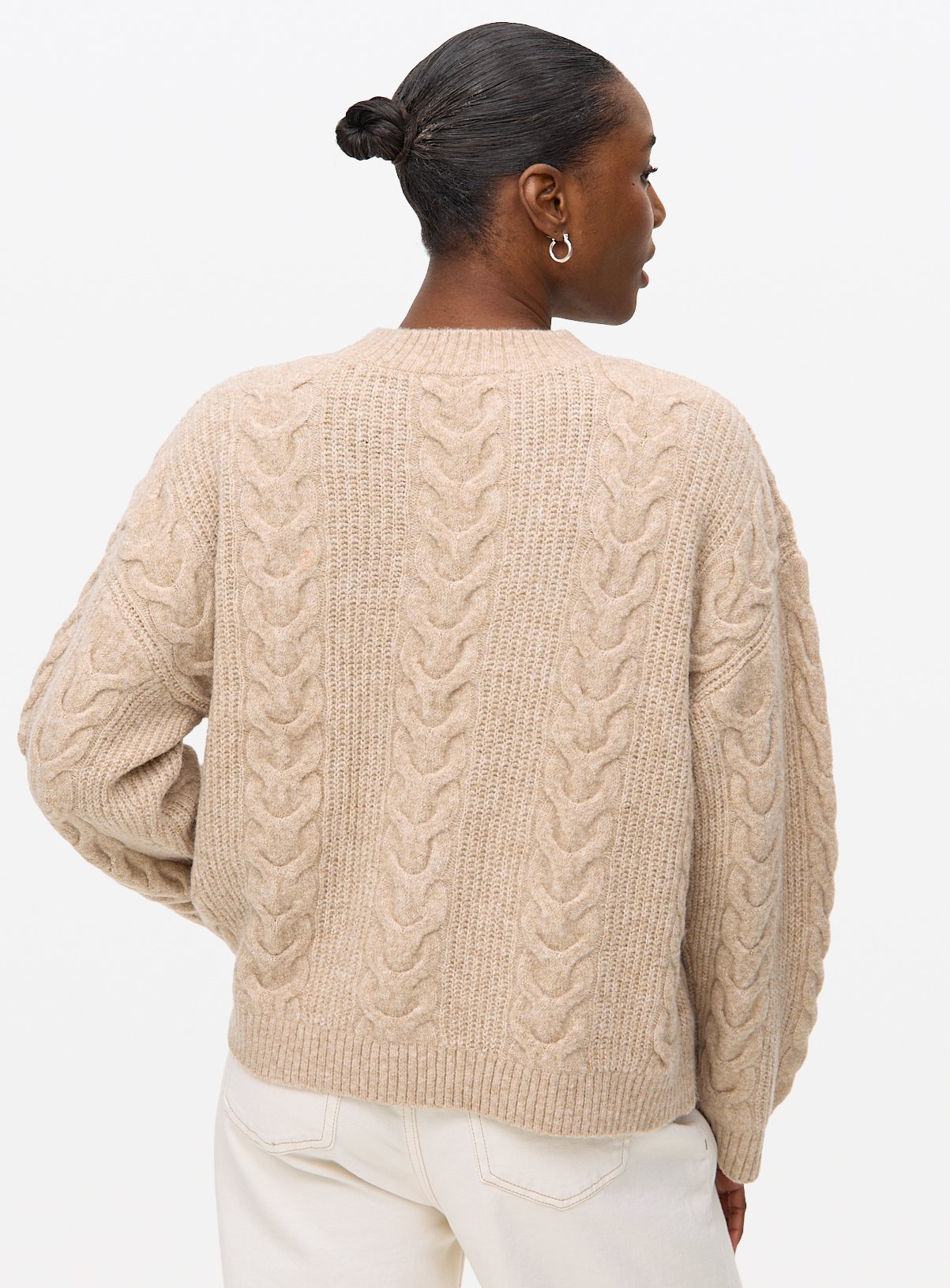 Camel Crew Neck Cable Knit Jumper 16 - Image 4 thumbnail