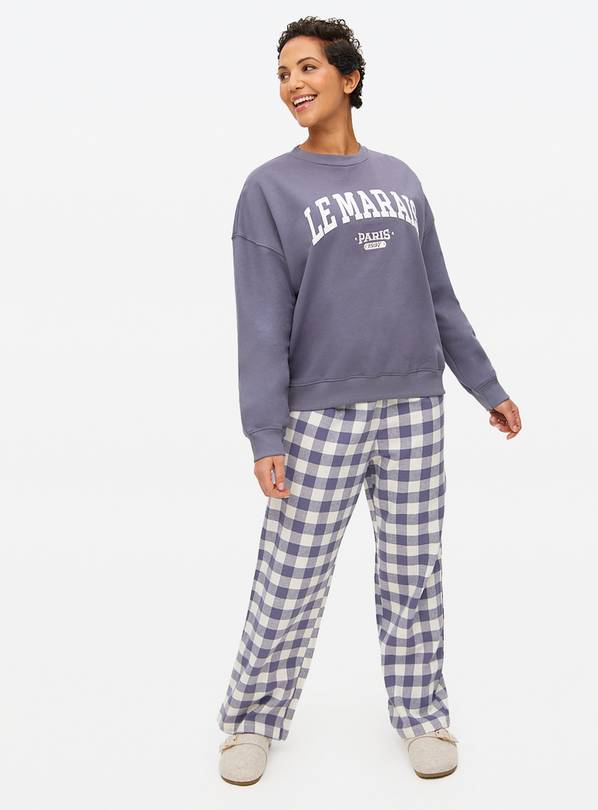 Blue Le Marais Slogan Gingham Pyjama Set 16