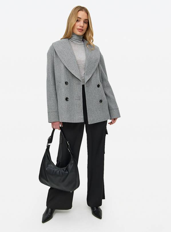 Grey Boxy Tailored Coat M