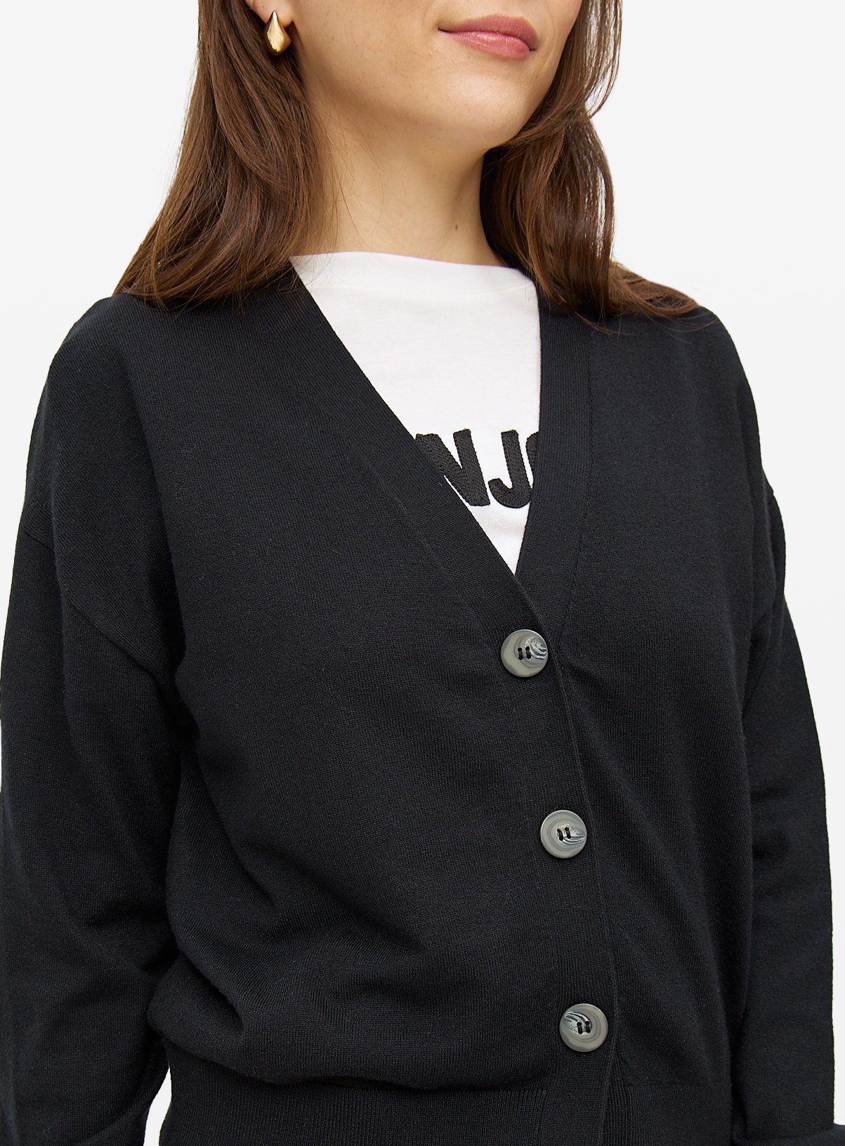 Black Soft Touch V Neck Cardigan 12 - Image 3 thumbnail