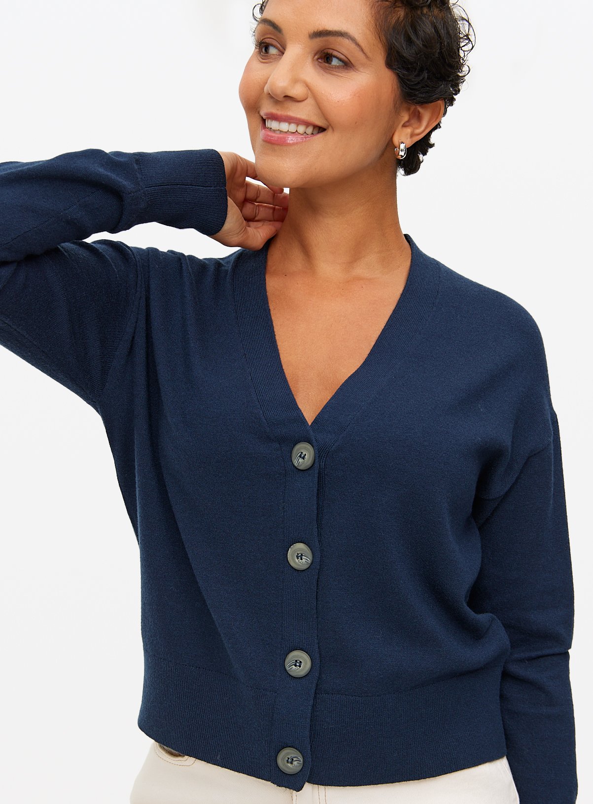 Navy Soft Touch V Neck Cardigan 8 - Image 2 thumbnail