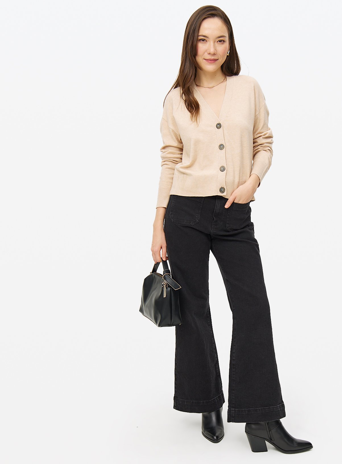 Oatmeal Soft Touch V Neck Cardigan 22 - Image 2 thumbnail