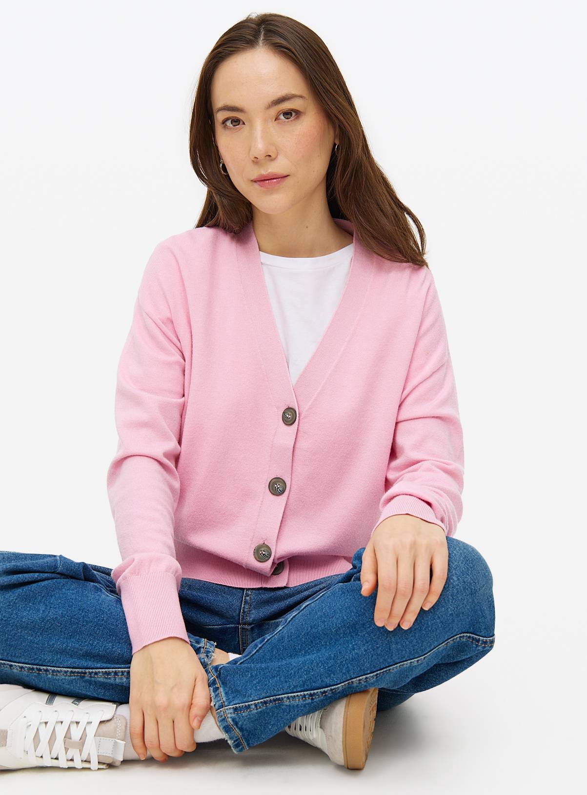 Pink Soft Touch V Neck Cardigan 10 - Image 2