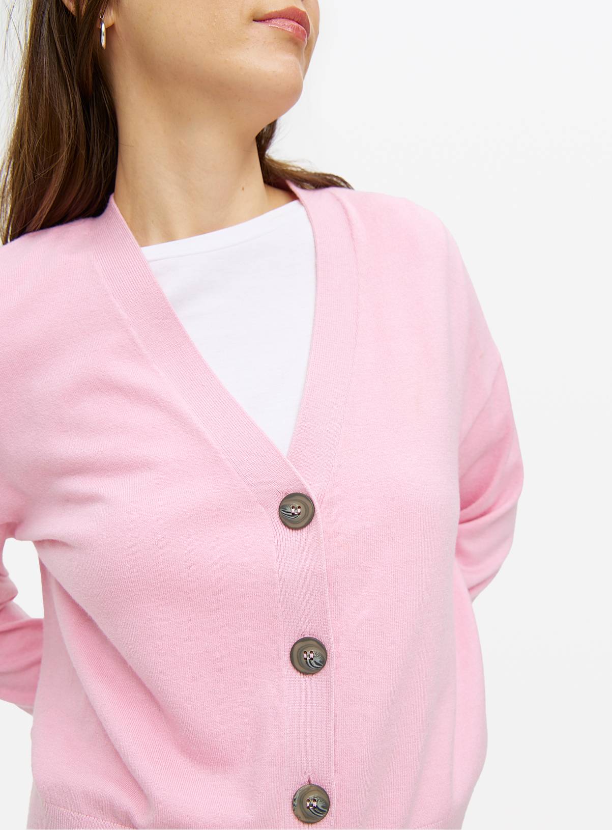 Pink Soft Touch V Neck Cardigan 10 - Image 3