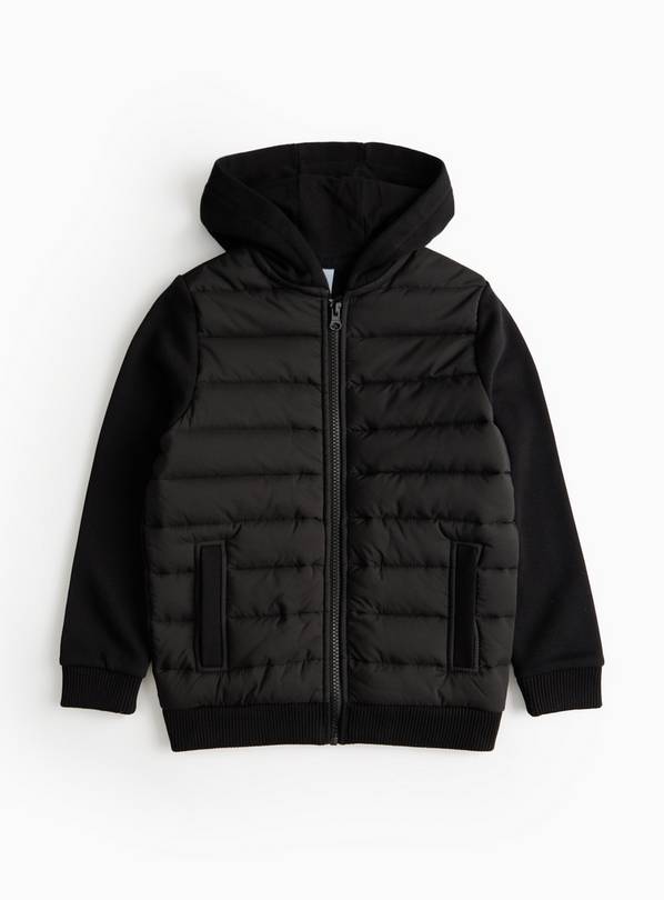 Black Puffer Jacket With Sweatshirt Sleeves 5 years