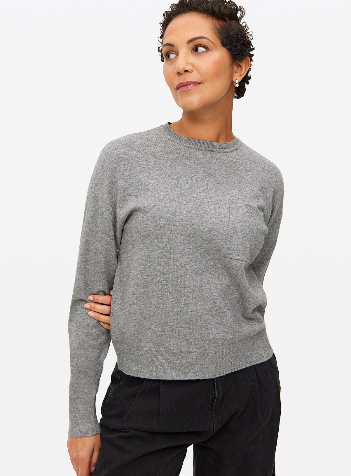 Grey Soft Touch Pocket Jumper 8 - Image 2 thumbnail