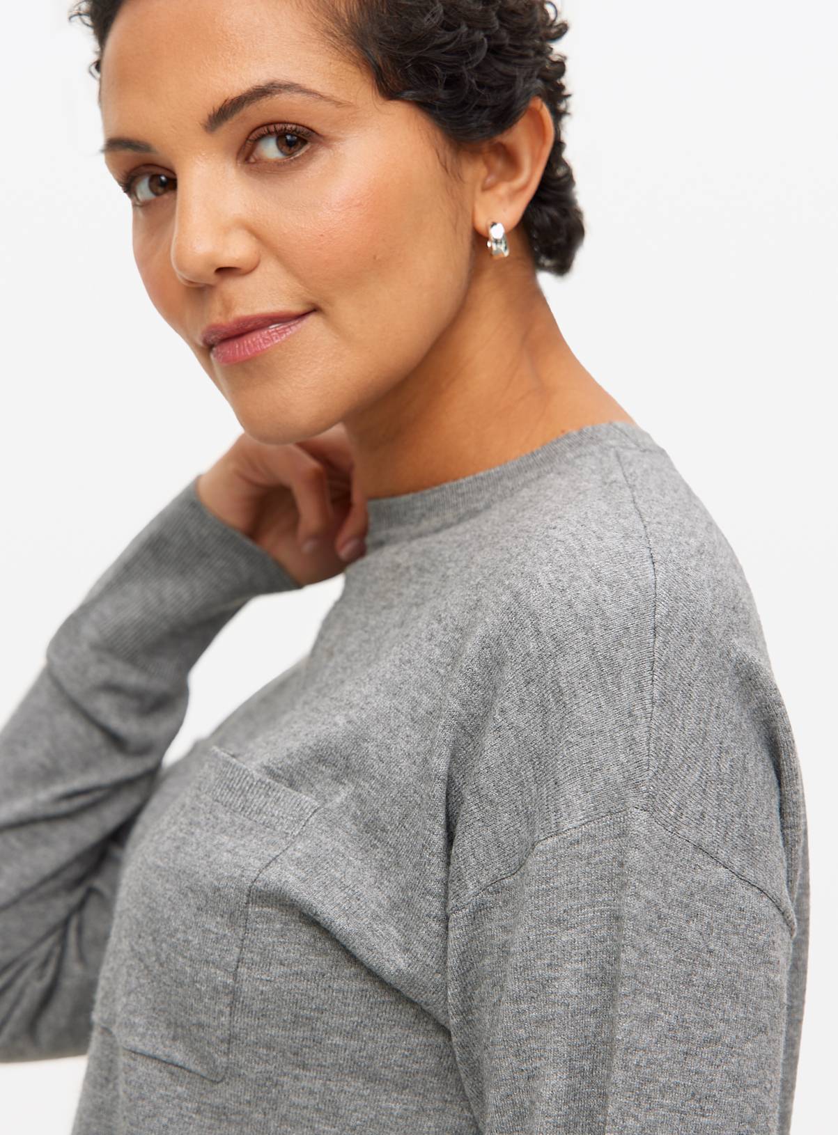 Grey Soft Touch Pocket Jumper 8 - Image 3
