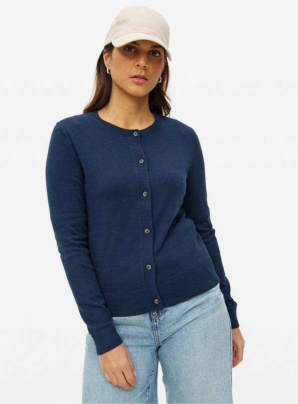 Navy Soft Touch Crew Neck Cardigan 20