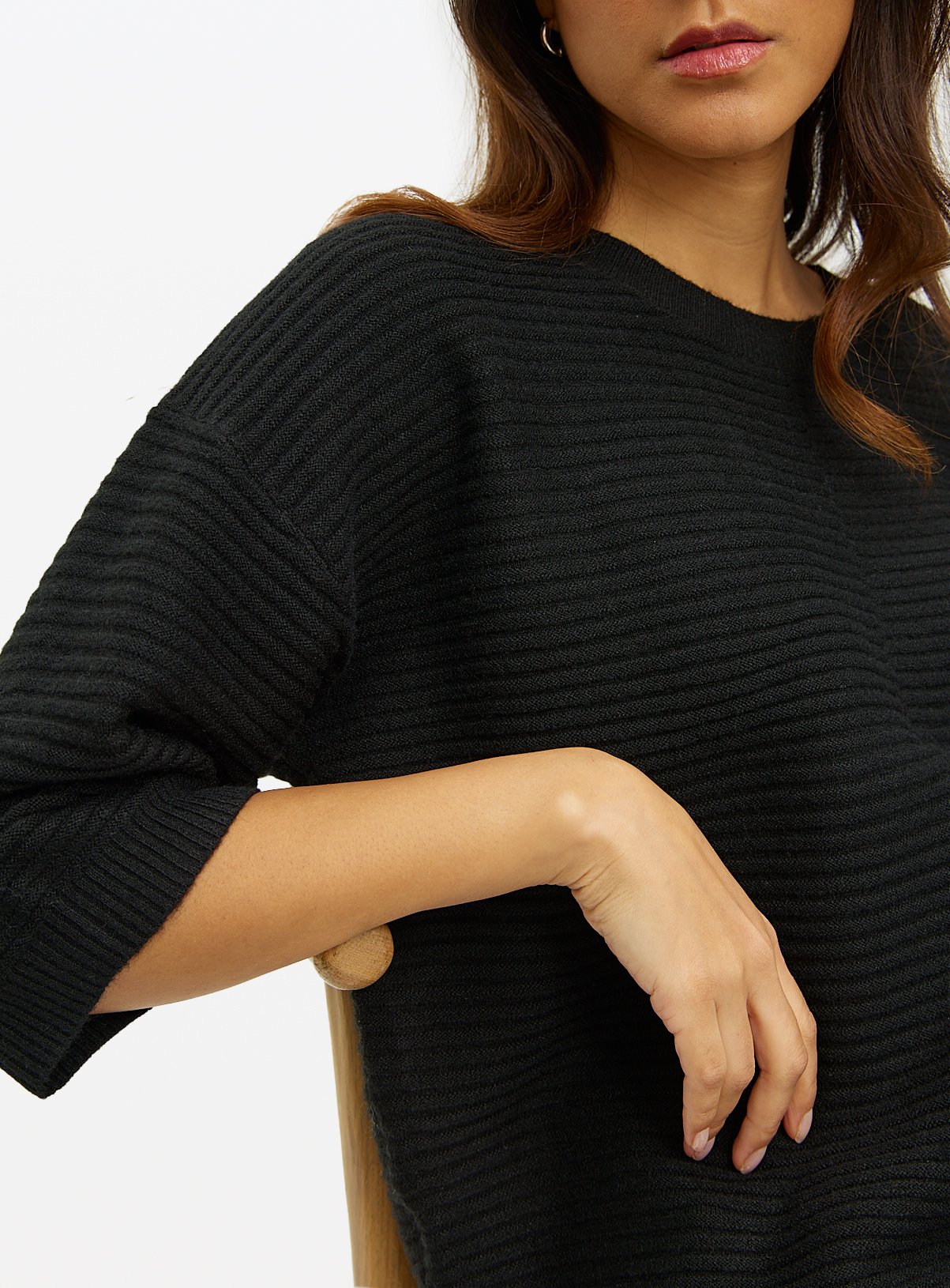 Black Ripple Stitch Half Sleeve Jumper 12 - Image 3 thumbnail