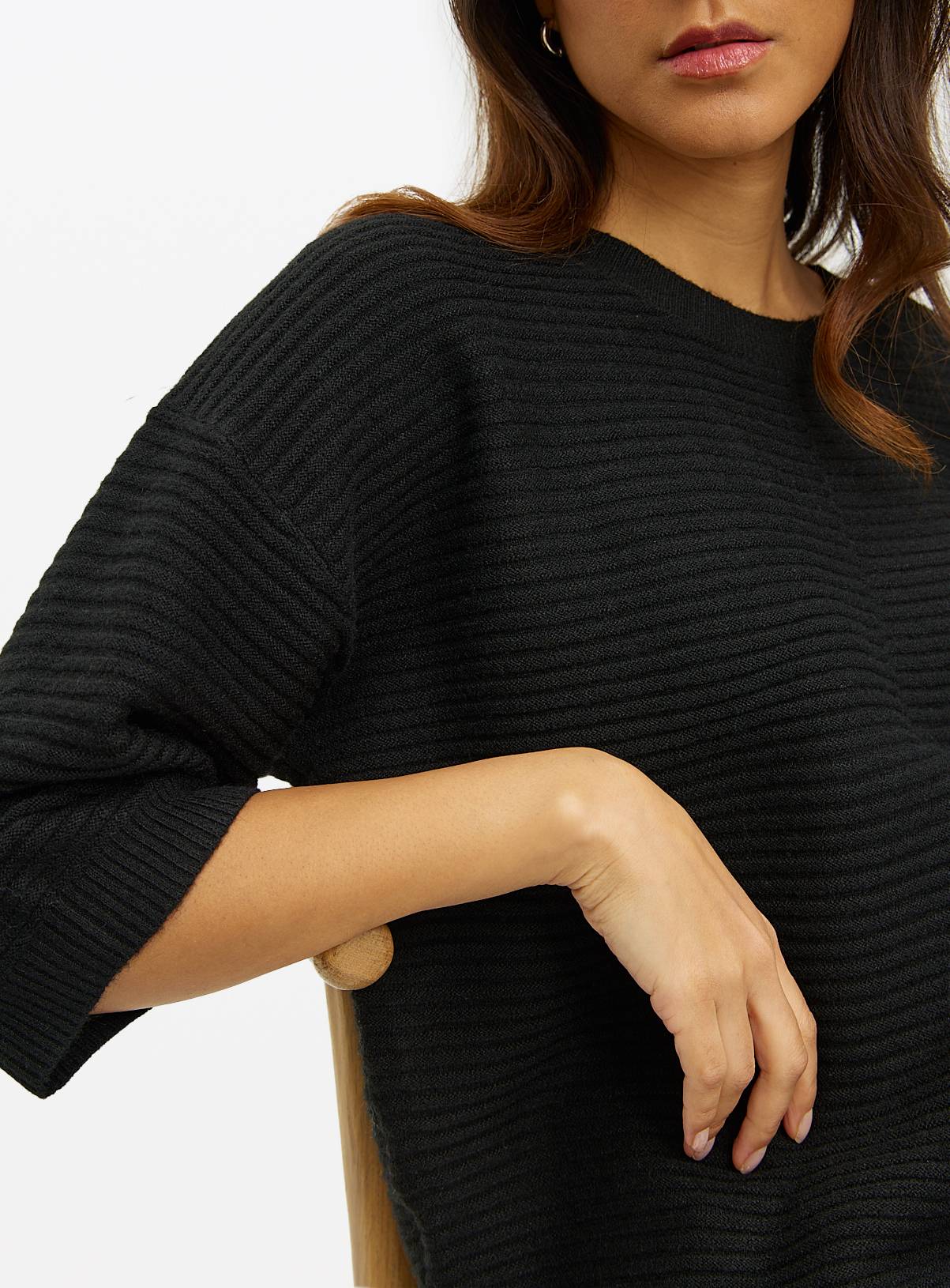 Black Ripple Stitch Half Sleeve Jumper 12 - Image 3