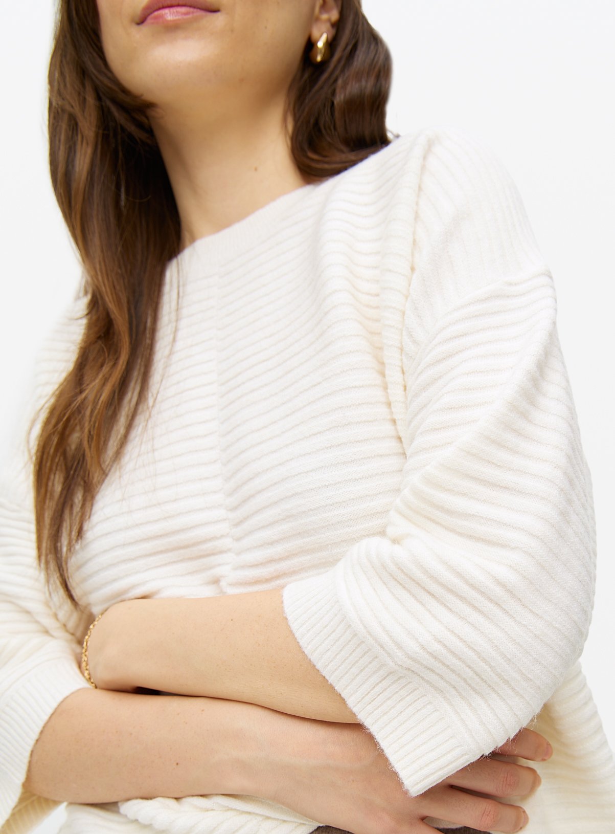 Cream Ripple Stitch Half Sleeve Jumper 8 - Image 3 thumbnail