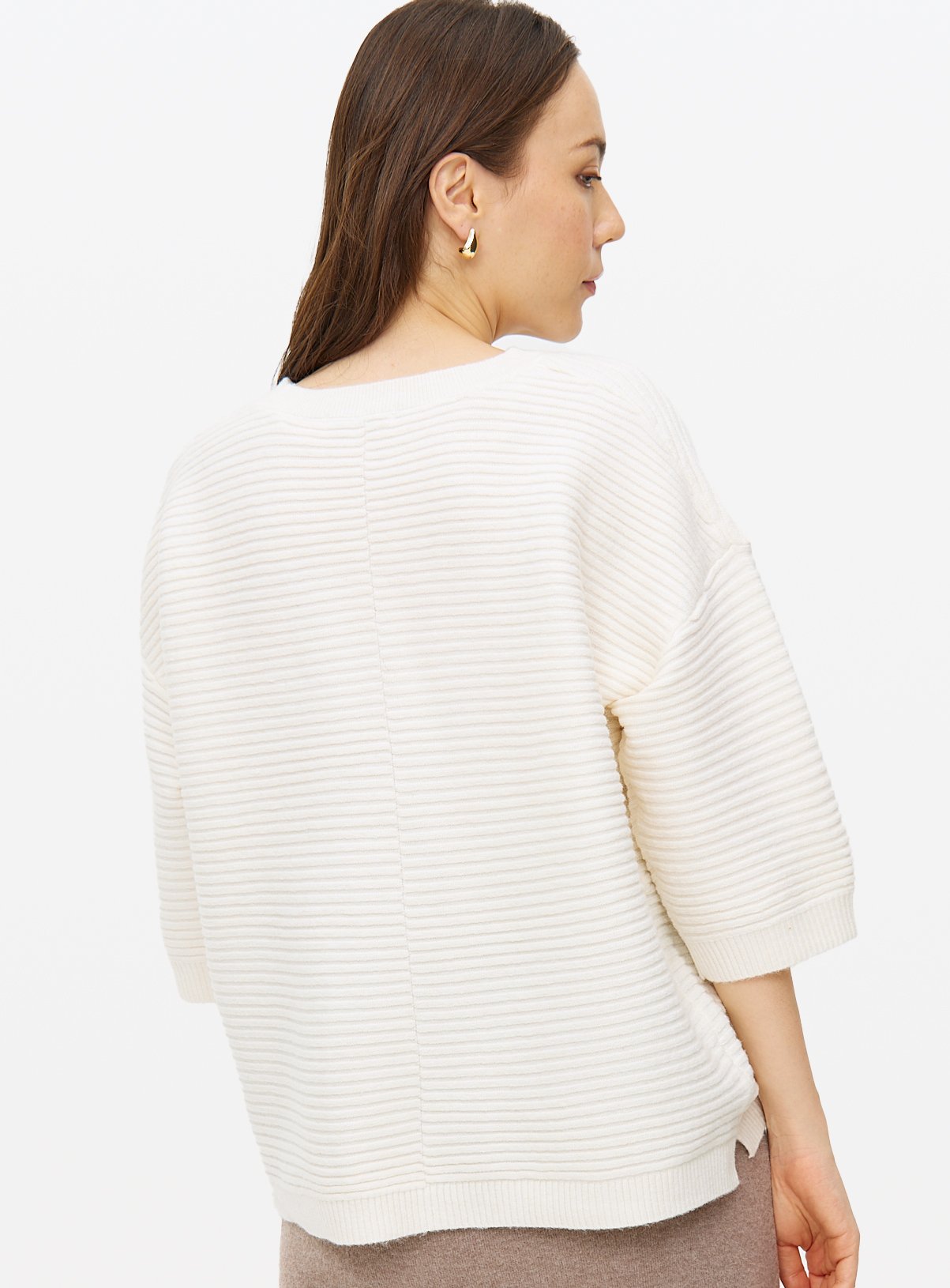 Cream Ripple Stitch Half Sleeve Jumper 8 - Image 4 thumbnail