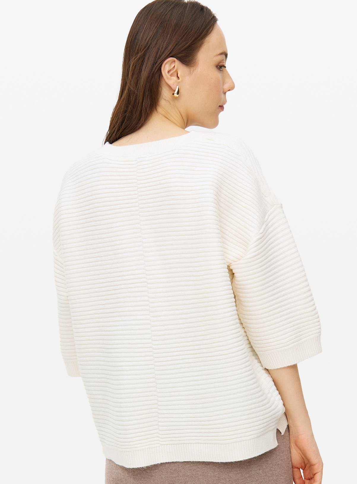 Cream Ripple Stitch Half Sleeve Jumper 8 - Image 4