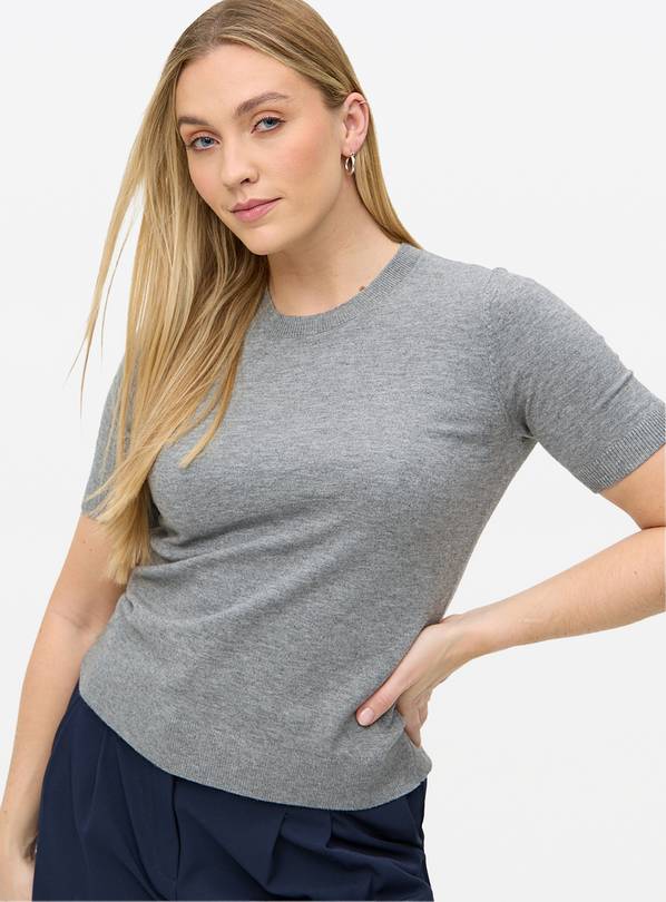 Grey Soft Touch Short Sleeve Jumper 8