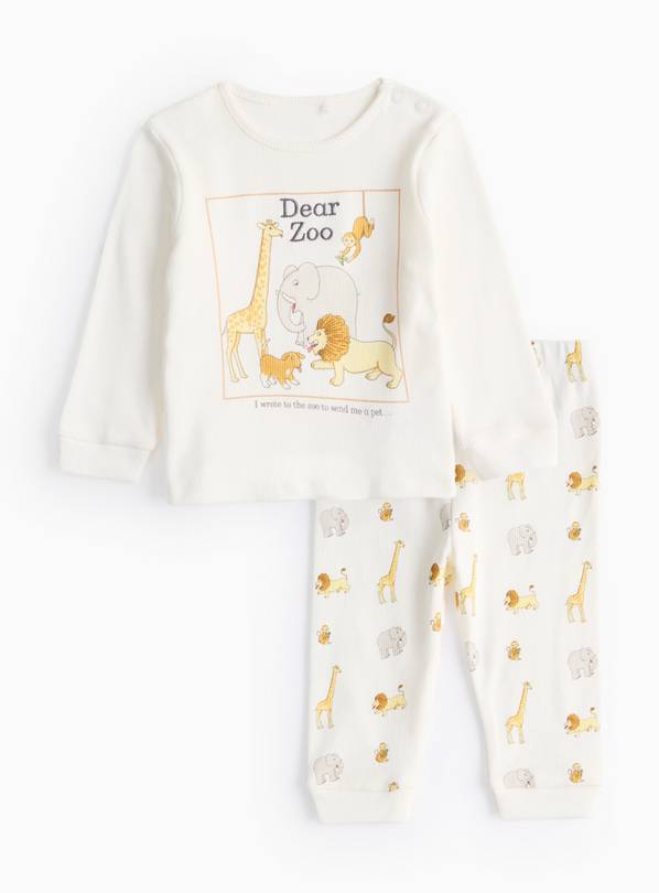 Dear Zoo Print Cream Ribbed Pyjama Set  9-12 months