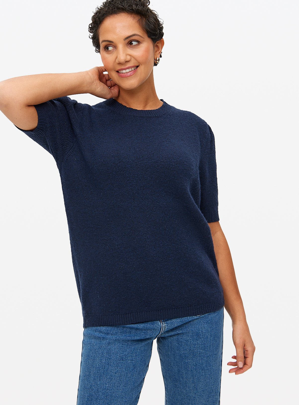 Navy Puff Sleeve Knitted Top 8